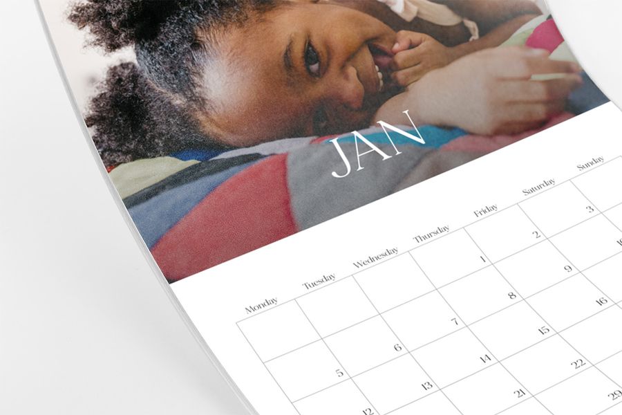 En personlig fotokalender, som visar valet mellan en matt eller glansig yta.