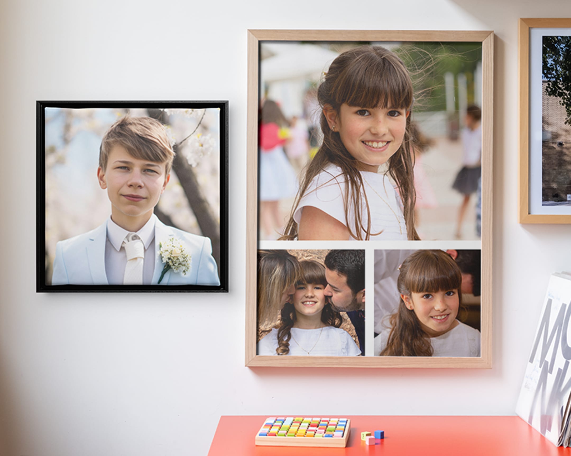 Väggdekorationer med collage och produkter utan collage