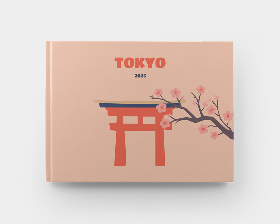 Liggande fotobok med hårt omslag och Tokyo-omslag
