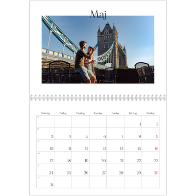 Fotokalender A3 Klassisk (30 x 40 cm) — Min reseskildring [Maj]