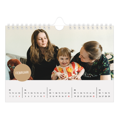 Fotokalender A5 Enkel — Fotoklistermärke [Februari]