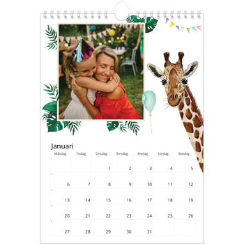 Fotokalender A4 Enkel — Akvarell djur
