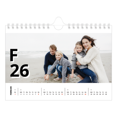 Fotokalender A5 Enkel — Bokstäver och tal [Februari]