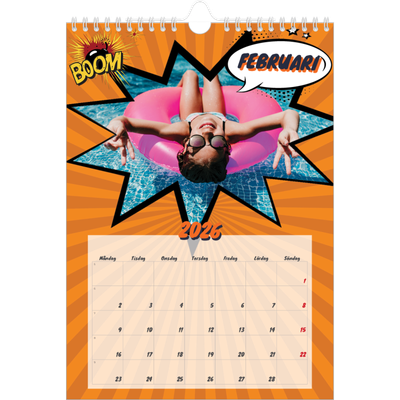 Fotokalender A4 Enkel (20 x 30 cm) — Serietidning [Februari]