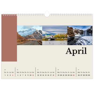Fotokalender A3 Enkel — Världens sevärdheter [April]