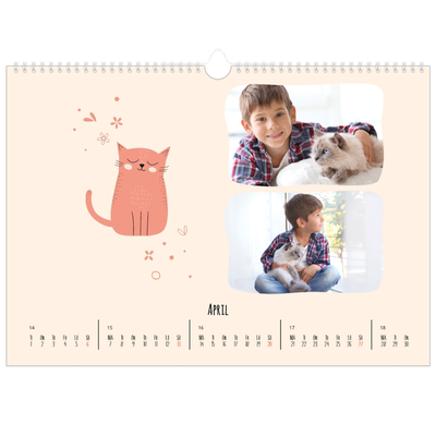 Fotokalender A3 Enkel — Kattassistentar och klotter [April]