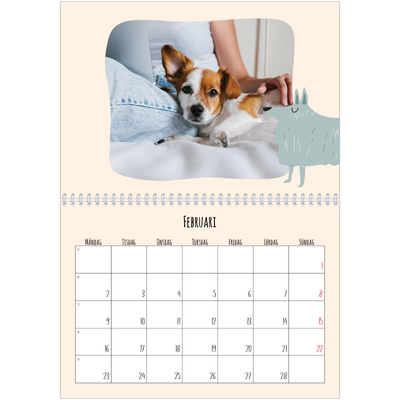 Fotokalender A3 Klassisk (30 x 40 cm) — Hundtassar och klotter [Februari]