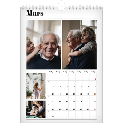 Fotokalender A4 Enkel (20 x 30 cm) — Tidningsstil [Mars]