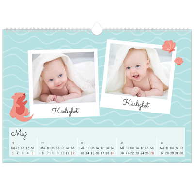 Fotokalender A3 Enkel — Söta djur [omslag]