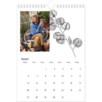 Fotokalender A4 Enkel — Blommateckningar