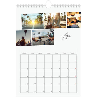 Fotokalender A4 Enkel (20 x 30 cm) — Stadssemester (vit) [April]