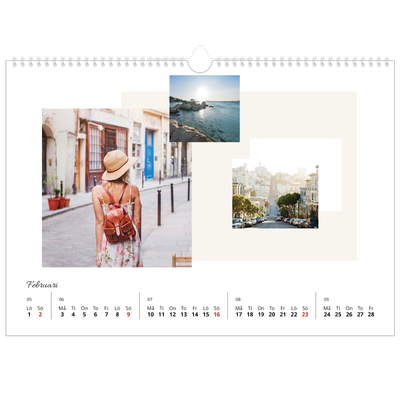 Fotokalender A3 Enkel — Pastell färger [Februari]