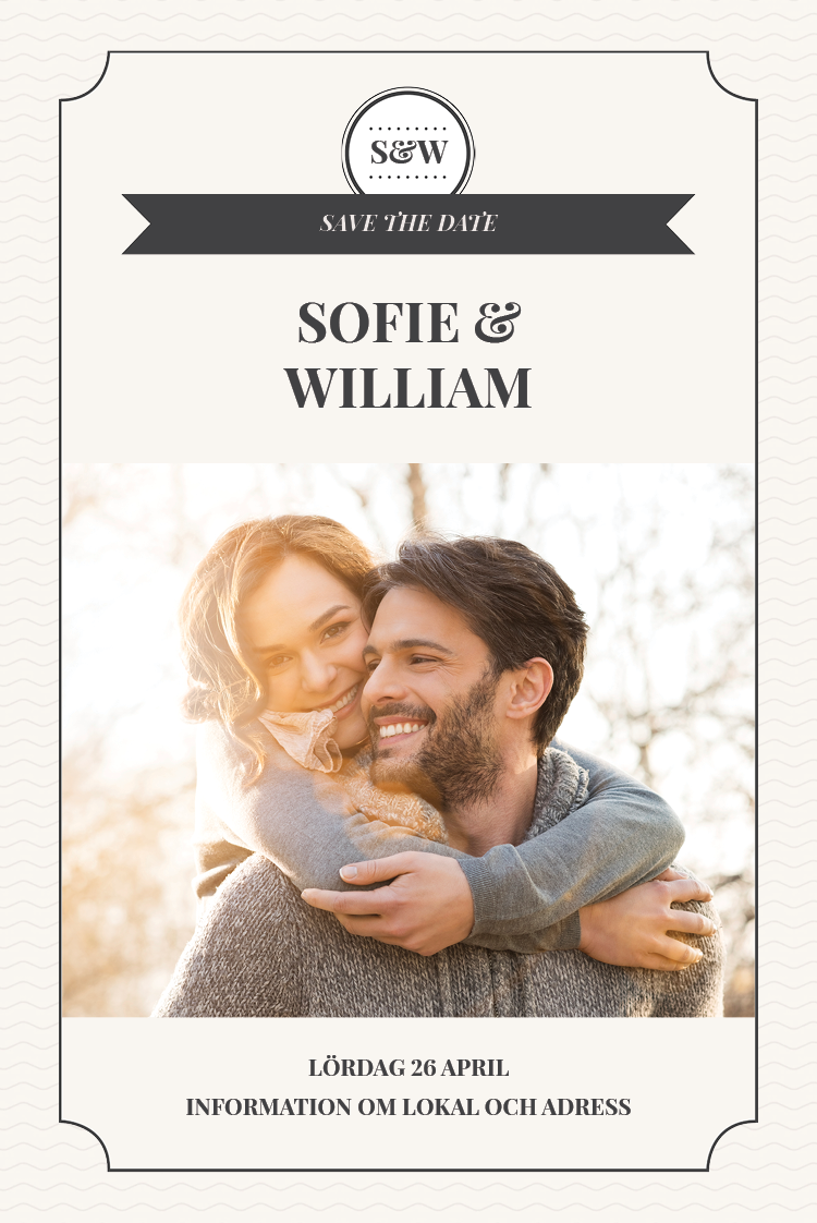 Save the date — Stämpel med initialer