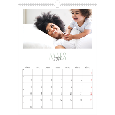 A3 Årskalender — Flera typsnitt [Mars]