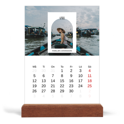 Skrivbordskalender med träställ - Stående — Det öppna valvet [April]