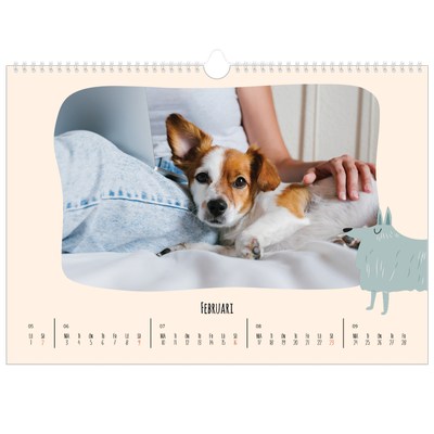 Fotokalender A3 Enkel — Hundtassar och klotter [Februari]