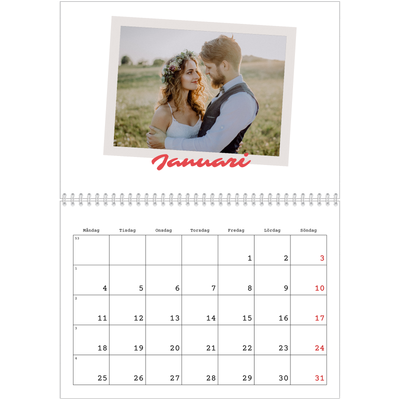 Fotokalender A3 Klassisk (30 x 40 cm) — Signerad i karmosin [Januari]