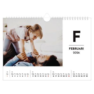 Fotokalender A4 Enkel — Bokstav i fokus [Februari]