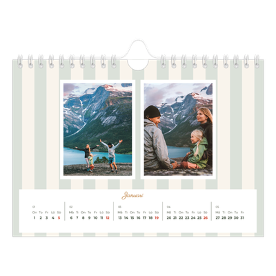 Fotokalender A5 Enkel — Skrift och ränder [Januari]