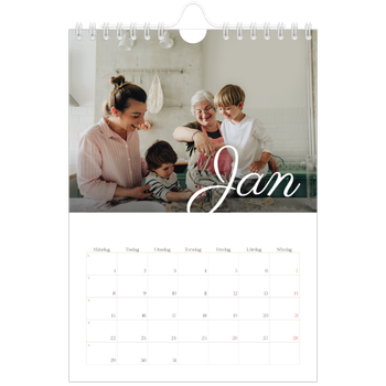 Fotokalender A5 Enkel — Handskrivna månader