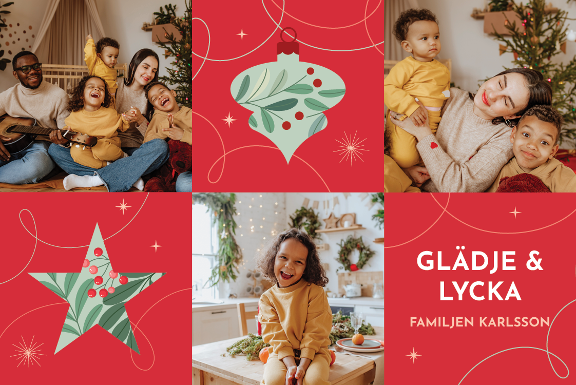 Fotokort — Festliga former - röd