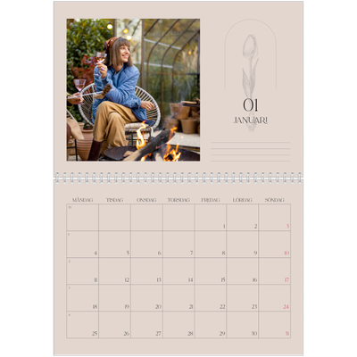 Fotokalender A3 Klassisk (30 x 40 cm) — Enkel botanisk [Januari]