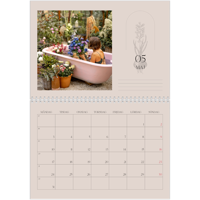 Fotokalender A3 Klassisk (30 x 40 cm) — Enkel botanisk [Maj]