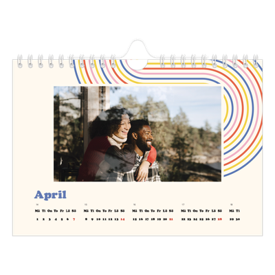 Fotokalender A5 Enkel — Retro ränder [April]