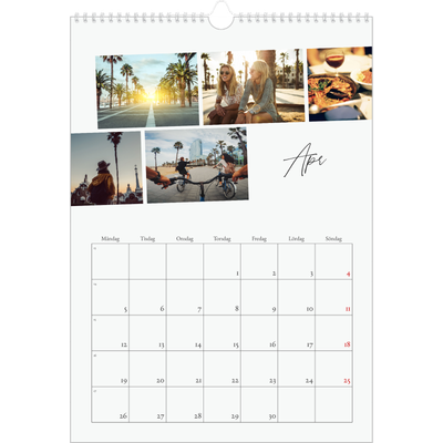 A3 Årskalender — Stadssemester (vit) [April]