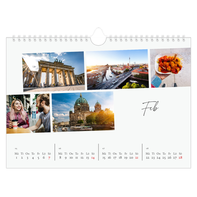 Fotokalender A4 Enkel — Stadssemester (vit) [Februari]