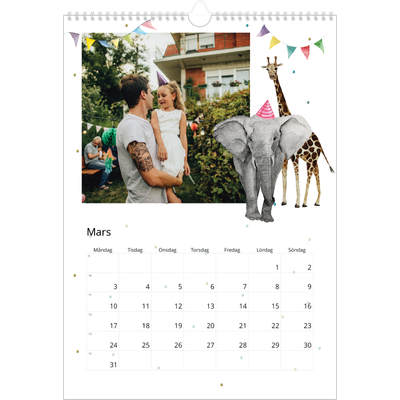 A3 Årskalender — Akvarell djur [Mars]