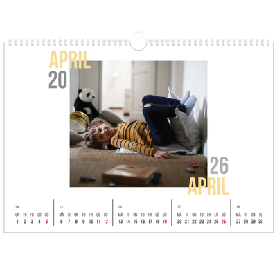 Fotokalender A3 Enkel — Dubblett text [April]