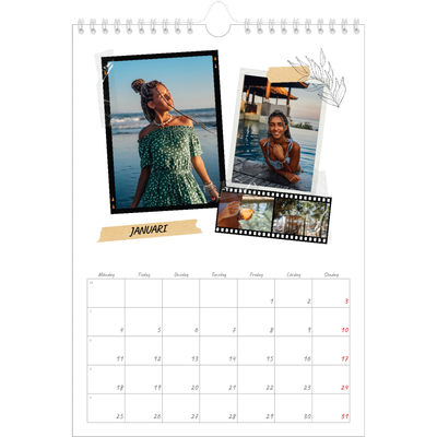 Fotokalender A4 Enkel (20 x 30 cm) — Scrapbook stil [Januari]