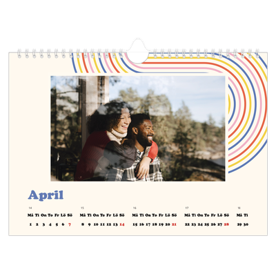 Fotokalender A4 Enkel — Retro ränder [April]