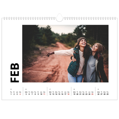 Fotokalender A3 Enkel — Vit kalender [Februari]