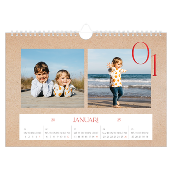 Fotokalender A4 Enkel — Röda detaljer