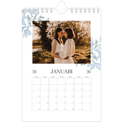 Fotokalender A5 Enkel — Elegant blommig [Januari]