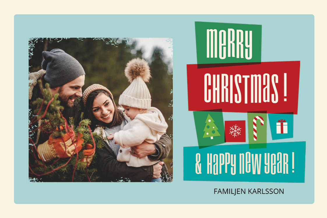 Fotokort — Färgglad jul