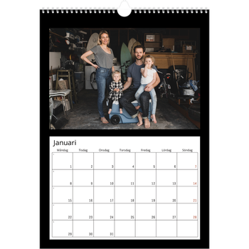 Fotokalender A3 Enkel — Svart ram