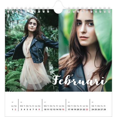 Årskalender kvadratisk — Handskrift på bilden [Februari]