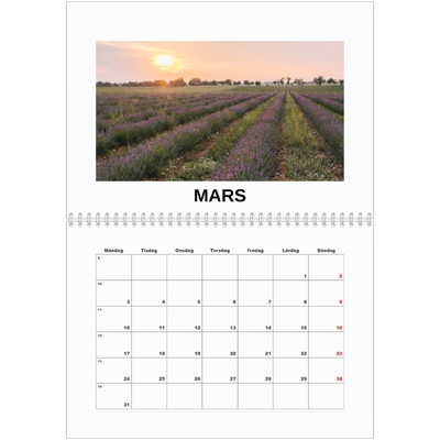 Fotokalender A3 Klassisk (30 x 40 cm) — Enkel bild [Mars]