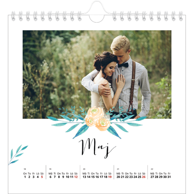 Årskalender kvadratisk — Illustrationer av blommor [omslag]