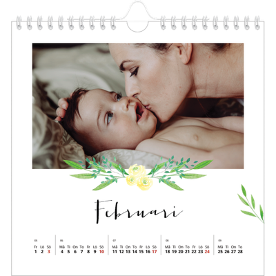 Årskalender kvadratisk — Illustrationer av blommor [Februari]