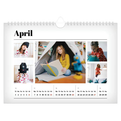 Fotokalender A4 Enkel — Tidningsstil [April]