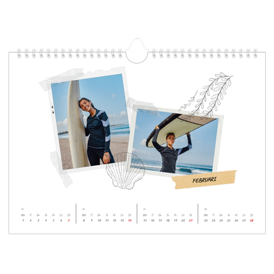 Fotokalender A4 Enkel — Scrapbook stil [Februari]
