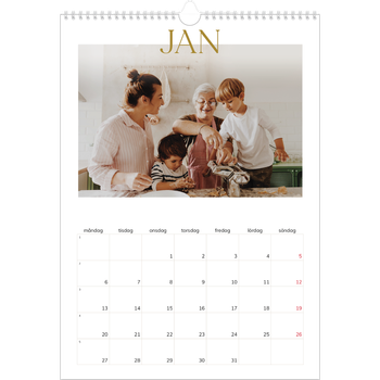 Fotokalender A3 Enkel — Stort teckensnitt i guld