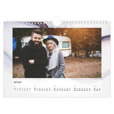 Fotokalender A4 Enkel — Marmorpapper [Januari]