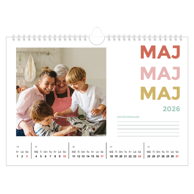 Fotokalender A4 Enkel — Färgglada typsnitt [omslag]