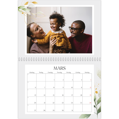 Fotokalender A3 Klassisk (30 x 40 cm) — Blomster akvarell [Mars]