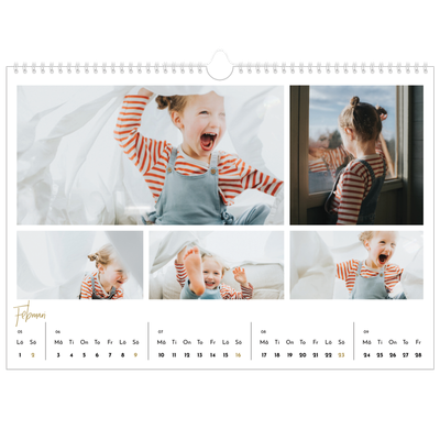 Fotokalender A3 Enkel — Handskriven månad [Februari]